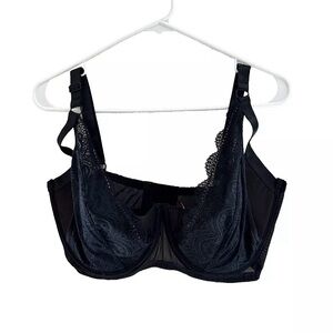 Adore Me Womens Bra 38I Black Lace Underwire Lightly Padded 3 Hooks Back